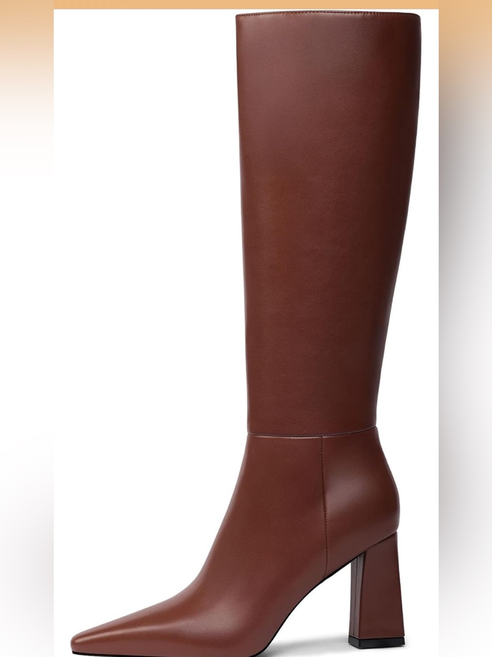 Meolee Women's Tall Brown Block Heel Boots